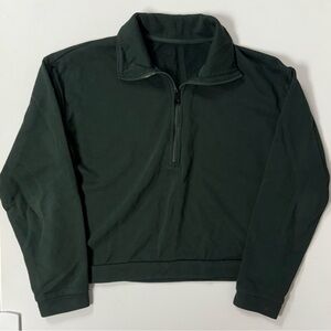 Zyia Active 1/4 Zip Long Sleeve Sweatshirt Pullover Crop Green Women Medium